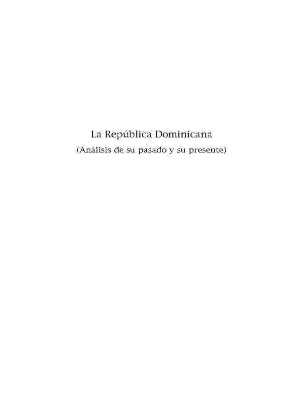 La República Dominicana : (análisis de su pasado y su presente) / Juan Isidro Jimenes-Grullón | Biblioteca Virtual Miguel de Cervantes
