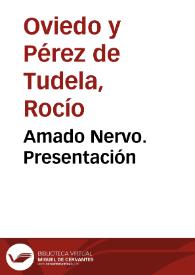 Portada:Amado Nervo. Presentación / M.ª Rocío Oviedo Pérez de Tudela