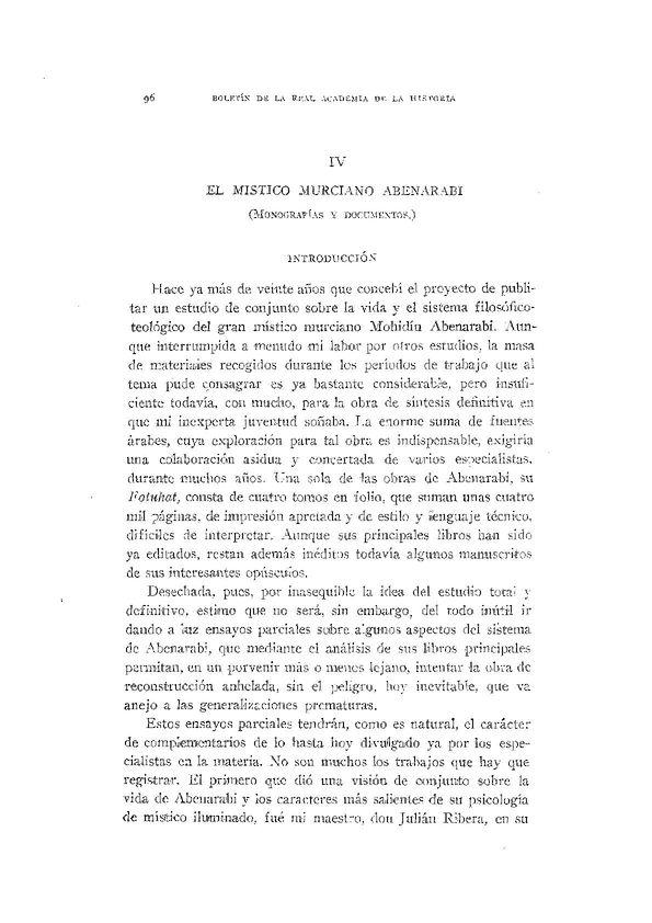 El místico murciano Abenarabi : (monografías y documentos). [I] / Miguel Asín Palacios | Biblioteca Virtual Miguel de Cervantes