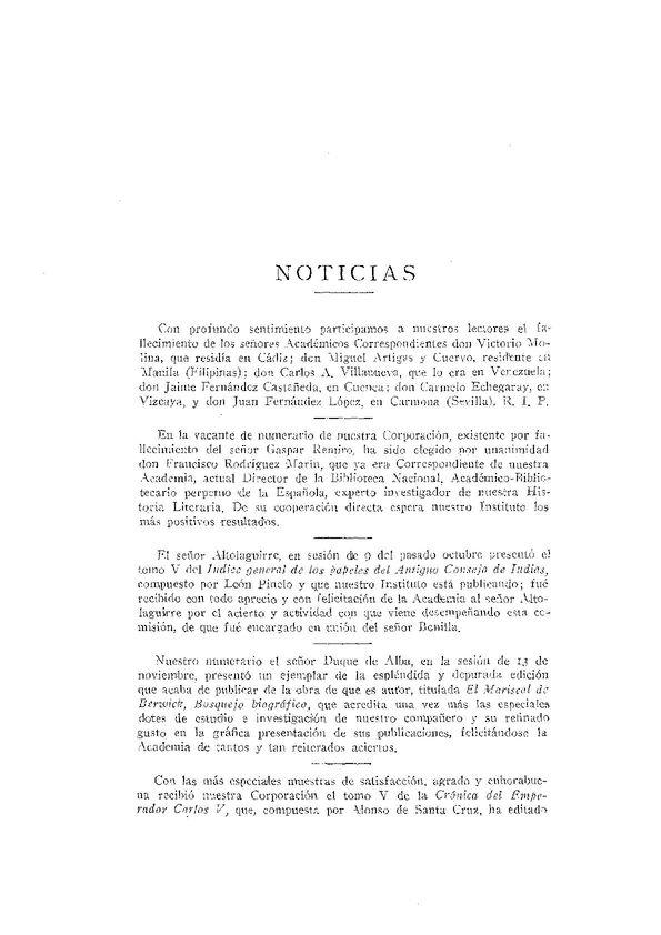 Noticias. Boletín de la Real Academia de la Historia, tomo 87 (octubre-diciembre 1925). Cuaderno II | Biblioteca Virtual Miguel de Cervantes
