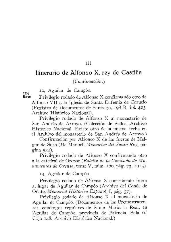 Itinerario de Alfonso X, rey de Castilla. [1255-1256] [3] | Biblioteca Virtual Miguel de Cervantes