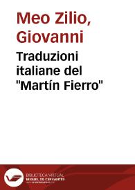 Portada:Traduzioni italiane del \"Martín Fierro\" / Giovanni Meo Zilio