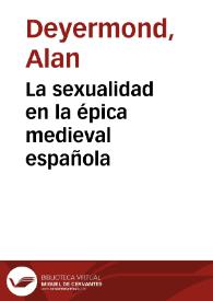 Portada:La sexualidad en la épica medieval española