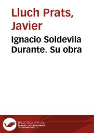 Portada:Ignacio Soldevila Durante. Otros méritos / Javier Lluch Prats