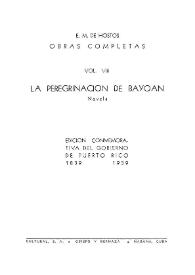 Portada:La peregrinación de Bayoan / E. M. de Hostos