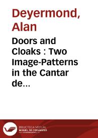 Doors and Cloaks : Two Image-Patterns in the Cantar de Mio Cid / Alan Deyermond and David Hook | Biblioteca Virtual Miguel de Cervantes