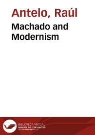 Portada:Machado and Modernism / Raúl Antelo