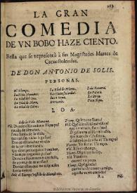 Un bobo hace un ciento [1763] / de don Antonio de Solis | Biblioteca Virtual Miguel de Cervantes