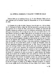 Portada:La antigua Colegiata y palacio y torre de Salas / informe leído por ... Luis Menéndez Pidal en la sesión celebrada por la Comisión Central de Monumentos en el mes de diciembre de 1957