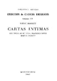 Portada:Cartas íntimas / Rafael Barrett; con notas de su viuda, Francisca López Maiz de Barrett