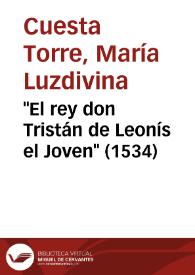 Portada:\"El rey don Tristán de Leonís el Joven\" (1534) / Mª Luzdivina Cuesta Torre