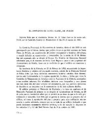 Portada:El convento de Santa Clara, de Oviedo / Informe leído por ... César Cort en la sesión celebrada por la Comisión Central de Monumentos el día 18 de marzo de 1957