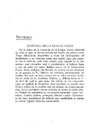 Portada:Noticias. Concurso de la lengua vasca. Boletín de la Real Academia de la Historia, tomo 91 (octubre-diciembre 1927). Cuaderno II