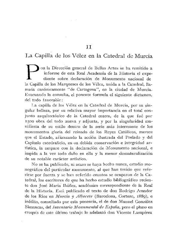 La Capilla de los Vélez en la Catedral de Murcia / Elías Tormo | Biblioteca Virtual Miguel de Cervantes