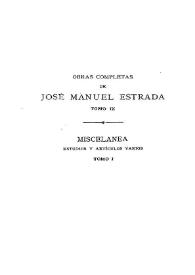 Portada:Obras completas de José Manuel Estrada. Tomo IX