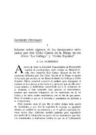 Portada:Informe sobre algunos de los documentos utilizados por don Celso García de la Riega en sus libros \"La Gallega\" y \"Colón Español\" / Comisión Académica