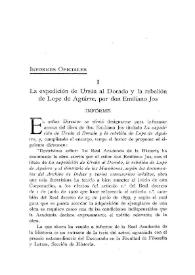 Portada:La expedición de Ursúa al Dorado y la rebelión de Lope de Aguirre, por don Emiliano Jos / Ricardo Beltrán Rózpide