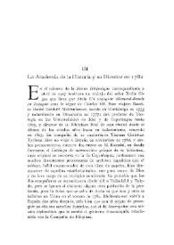 La Academia de la Historia y su Director en 1782 / Julio Puyol