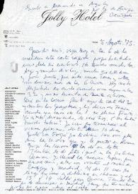 Portada:Carta de Francisco Rabal a su familia. Roma, 5 de agosto de 1973