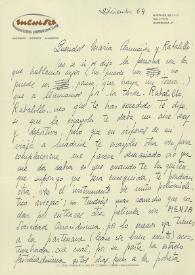 Portada:Carta de Nuria Espert a Francisco Rabal. Diciembre de 1964