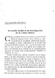 Portada:El estado actual de la investigación de la cultura ibérica / P. Bosch Gimpera
