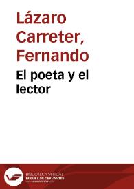 El poeta y el lector (1982) | Biblioteca Virtual Miguel de Cervantes