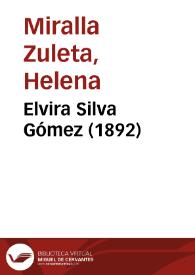 Portada:Elvira Silva Gómez (1892) / Helena Miralla Zuleta; Remedios Mataix (ed. lit.)