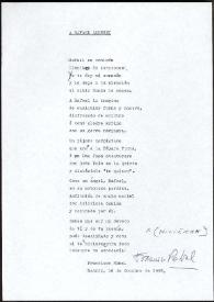 Portada:Copla de Francisco Rabal dedicada a Rafael Alberti. Madrid, 16 de octubre de 1995