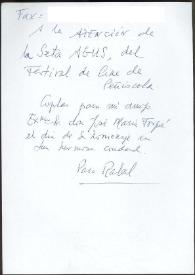 Coplas de Francisco Rabal dedicadas a José María Forqué. 1994 | Biblioteca Virtual Miguel de Cervantes