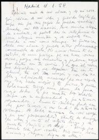 Portada:Carta de Francisco Rabal a Asunción Balaguer. Madrid, 11 de enero de 1952