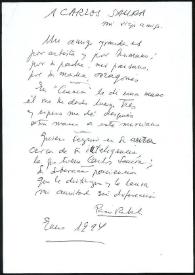 Coplas de Francisco Rabal dedicadas a Carlos Saura. Enero de 1994 | Biblioteca Virtual Miguel de Cervantes