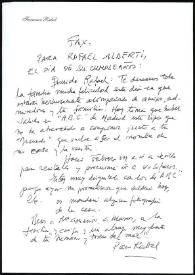 Portada:Coplas de Francisco Rabal dedicadas a Rafael Alberti. Alpedrete, 8 de diciembre de 1998