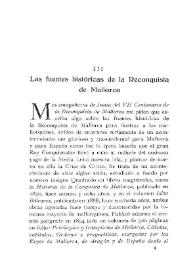 Portada:Las fuentes históricas de la Reconquista de Mallorca / Antonio Mª Alcover