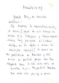 Portada:Carta de Carmen Laforet a Francisco Rabal. Diciembre de 1974