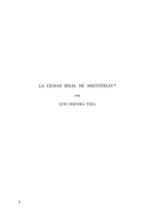 La ciudad ideal de Aristóteles / por Luis Cervera Vera | Biblioteca Virtual Miguel de Cervantes