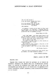 Aerogramme a Julio Cortázar / Arnoldo Liberman | Biblioteca Virtual Miguel de Cervantes