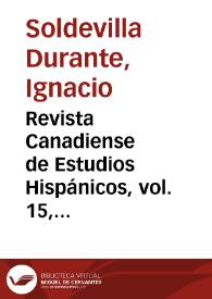 Portada:Revista Canadiense de Estudios Hispánicos, vol. 15, núm. 3 (primavera 1991). Introducción