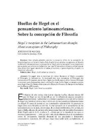 Portada:Huellas de Hegel en el pensamiento latinoamericano. Sobre la concepción de Filosofía / José Santos Herceg