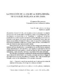 Portada:La evolución de la loa en la Nueva España : de González de Eslava a Sor Juana / Humberto Maldonado