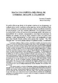 Hacia una poética del final de comedia: de Lope a Calderón / Antonio Carreño | Biblioteca Virtual Miguel de Cervantes