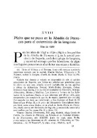 Portada:Pleito que se puso en la Abadía de Párraces para el exterminio de la langosta. Año de 1650 / Julián Zarco Cuevas, agustino