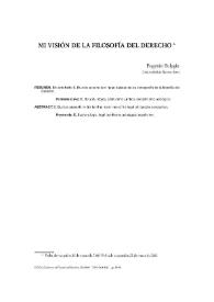 Portada:Mi visión de la filosofía del Derecho / Eugenio Bulygin