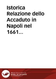 Portada:Istorica Relazione dello Accaduto in Napoli nel 1661 per escludere il Tribunale dell'Inquisizione  [Manuscrito]