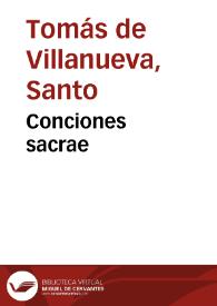 Portada:Conciones sacrae / llustrissimi ... Thomae a Villanova...
