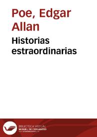 Portada:Historias estraordinarias / Edgar Poe; versión castellana, con una noticia sobre Edgar Poe y sus obras, por Manuel Cano y Cueto