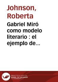 Portada:Gabriel Miró como modelo literario : el ejemplo de Concha Espina / Roberta Johnson