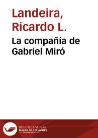 Portada:La compañía de Gabriel Miró / Ricardo Landeira