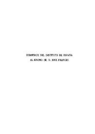 Portada:Homenaje del Instituto de España al Excmo. Sr. D. José Francés