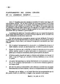 Planteamiento del idioma español en la Asamblea General | Biblioteca Virtual Miguel de Cervantes