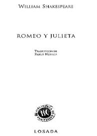 Portada:Romeo y Julieta [Fragmento] / William Shakespeare; traducción de Pablo Neruda